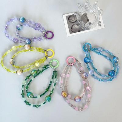 Elegantes Handy-Lanyard mit Kristallperlen & Doppelkettchen-Schlüsselanhänger