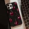 Black cherry pattern design phone case suitable for iPhone 17 16 15 14 13 12 11 Pro/Max/Plus anti drop and shockproof back cover