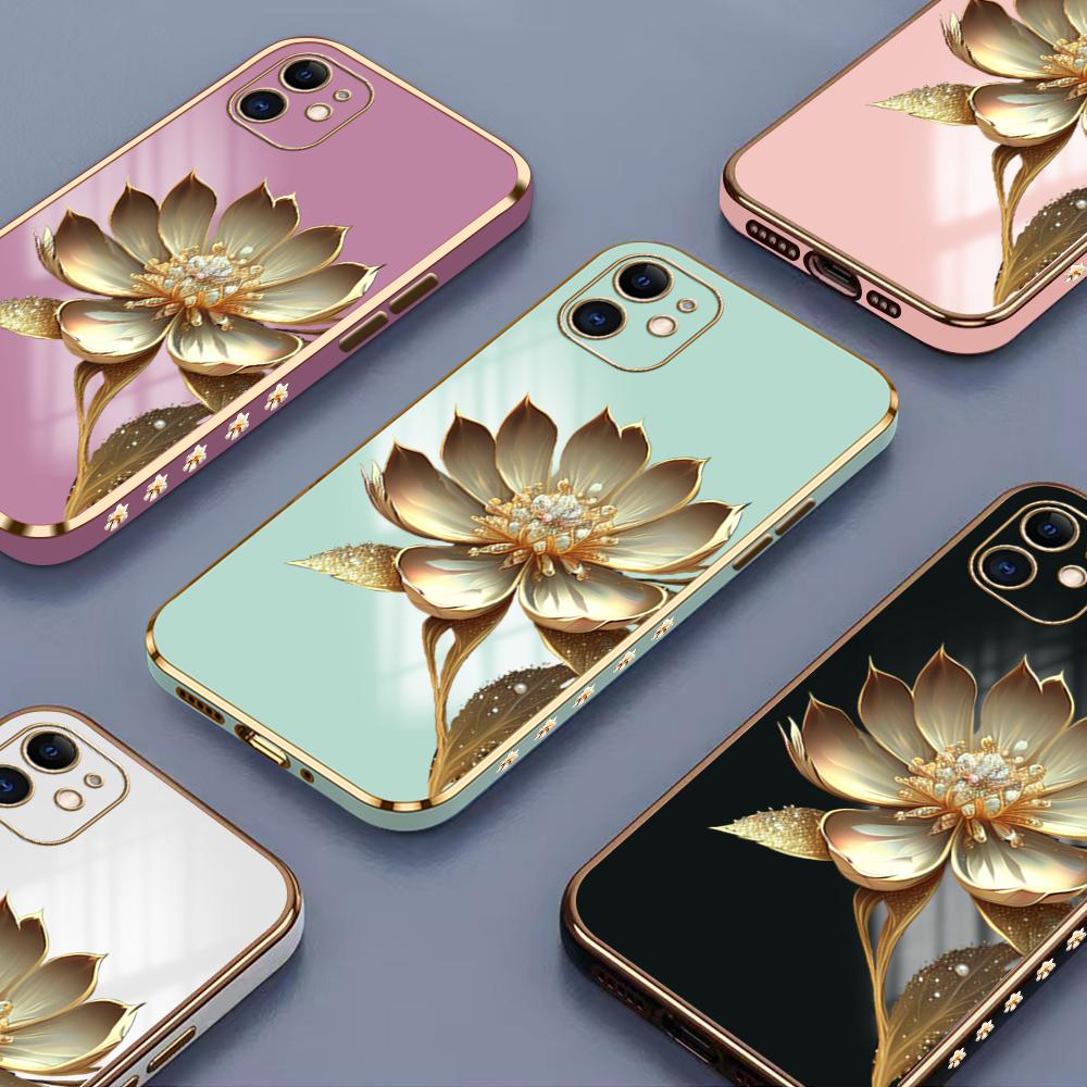 Colorful Printing Patterns Square Edge Pattern Casing Plated Phone Shell Luxury Plating Soft Phone Case for iPhone Motorola Moto OnePlus Samsung