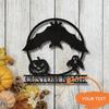 Metal Wall Art Pumpkin Family Name Sign Halloween Decor Personalized Gift