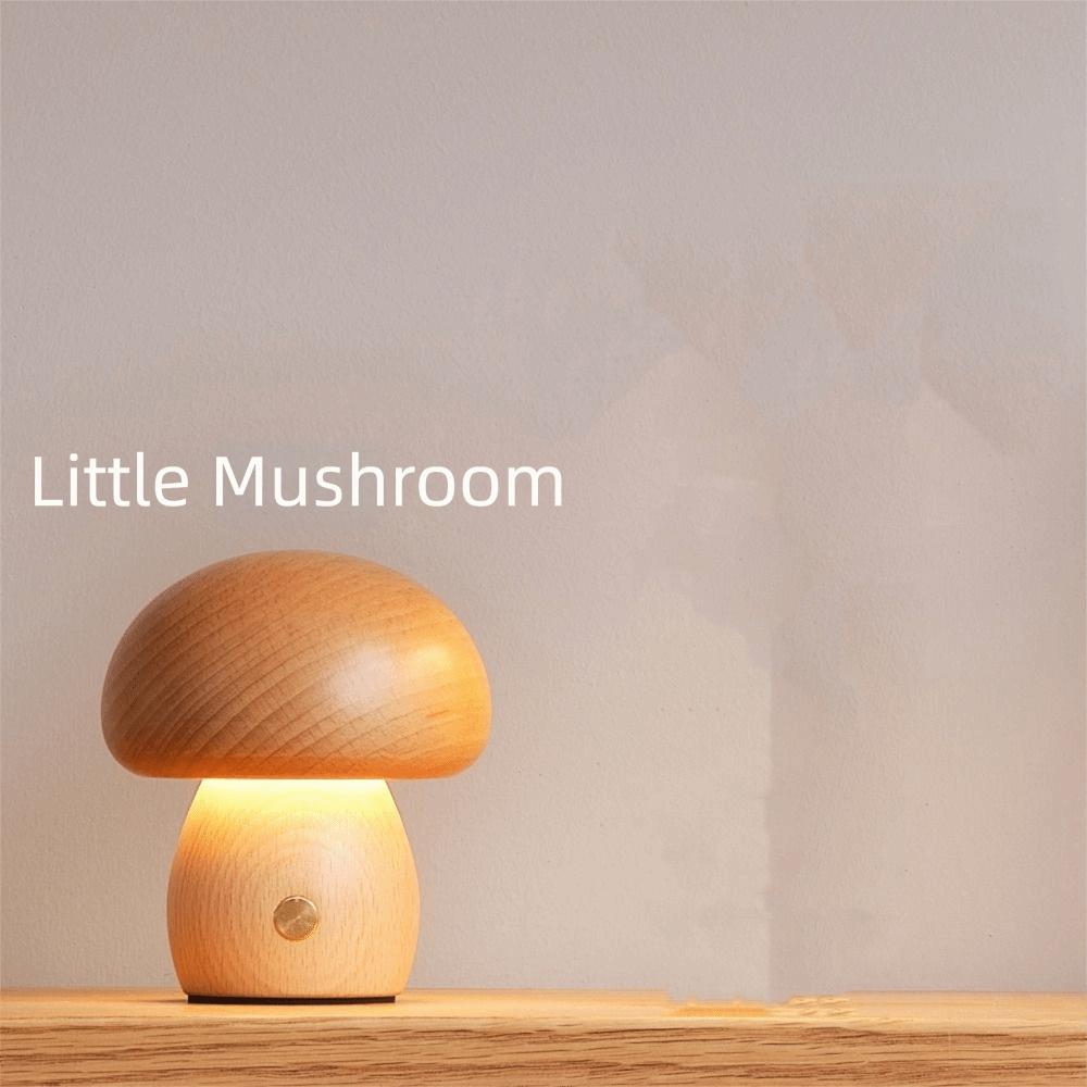 3 Color Light Wooden Mushroom Night Light LED Night Light Rechargeable Night Light  Childrens Room