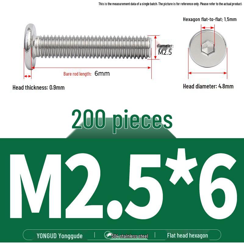 304 Stainless Steel Ultra-Thin Flat Head Hex Socket Bolt, M2-M12