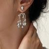 S925 Sterlingsilber Nadel Grau Perlen Quaste Ohrringe - Elegantes Nischen Design für Damen