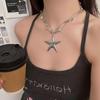 Y2K Spicy Girl Dark Star Leather Choker Necklace - Pure Desire Clavicle Chain