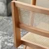 Nordic Retro Birch Dining Chair – Designer Studio Style with Rattan & Solid Wood Back, Armless Natural Coffee Chair