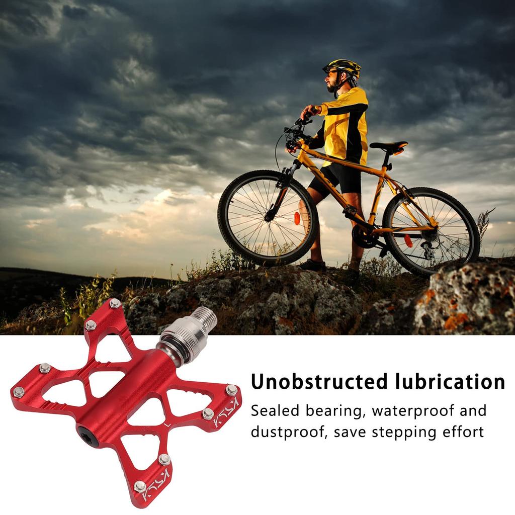 Quick Release Pedals, Aluminum Alloy Long-Life Waterproof Hollow Design for Road Bikes and Mountain Bikes (Red, Boxed) (Dilwecperbkw7vy-12)