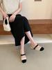 2025 Winter New Round Head Thick Heel Shallow Mouth Word with Buckle Rear Air Heel Mary Jane Women's Shoes