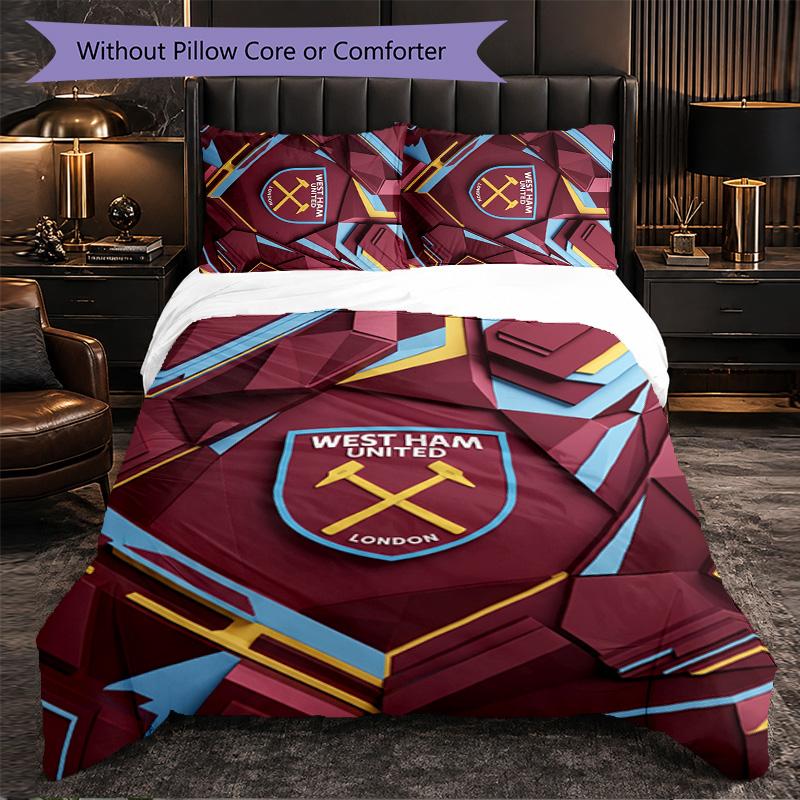 West Ham United Calcio Set Biancheria da Letto 3 Pezzi Morbido Set Copripiumino con Federe Set Decorazione Camera da Letto per la Casa