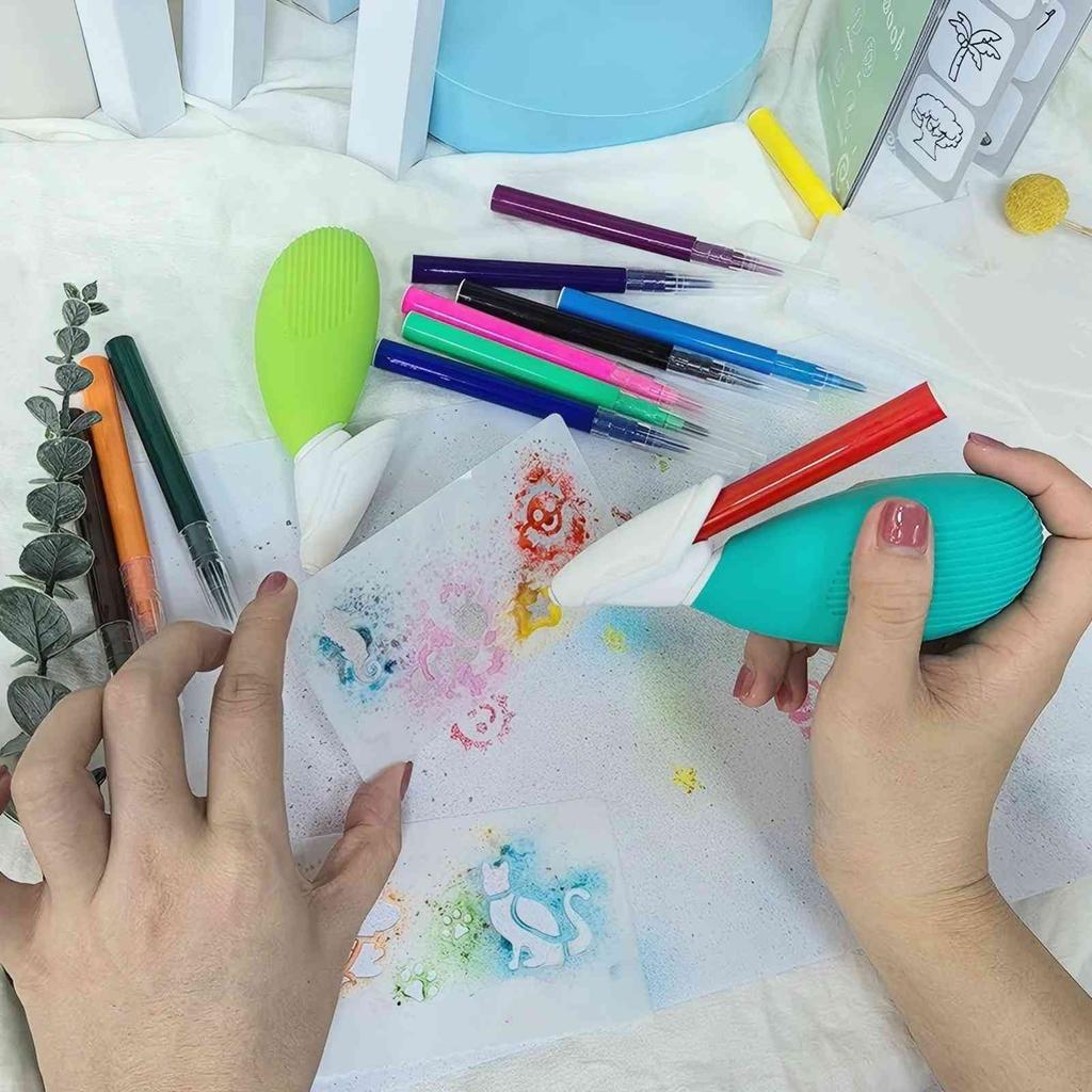 Electric Watercolor Spray Pen Children Hand-painted Color Paintbrush Washable 12 Color Spray Pen Kids Drawing Toys Gift Toys Set