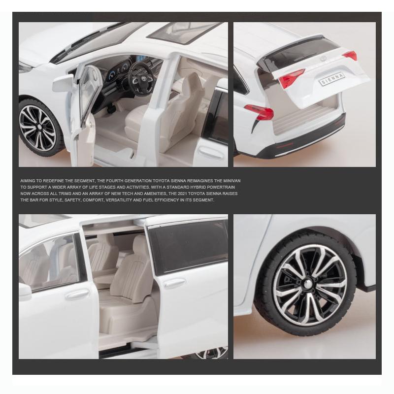 1:24-skala Toyota Sienna MPV Van Alloy Diecasts & Leksaksfordon, Metallleksaksbilsmodell med ljud och ljus Samling Barnleksak