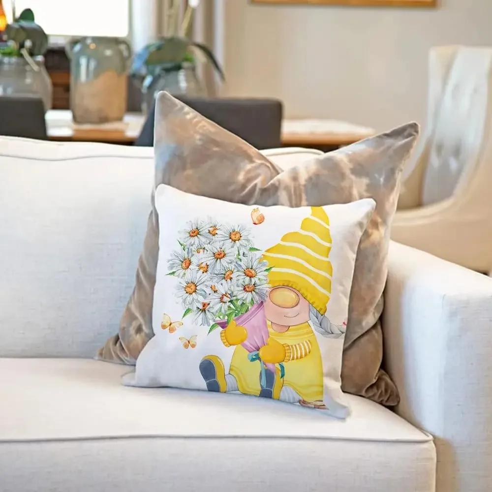 40X40Cm Outdoor Yellow Pillowcase Spring And Summer Decoration Cushion Cover Family Decoration Garden Sofa Daisy
