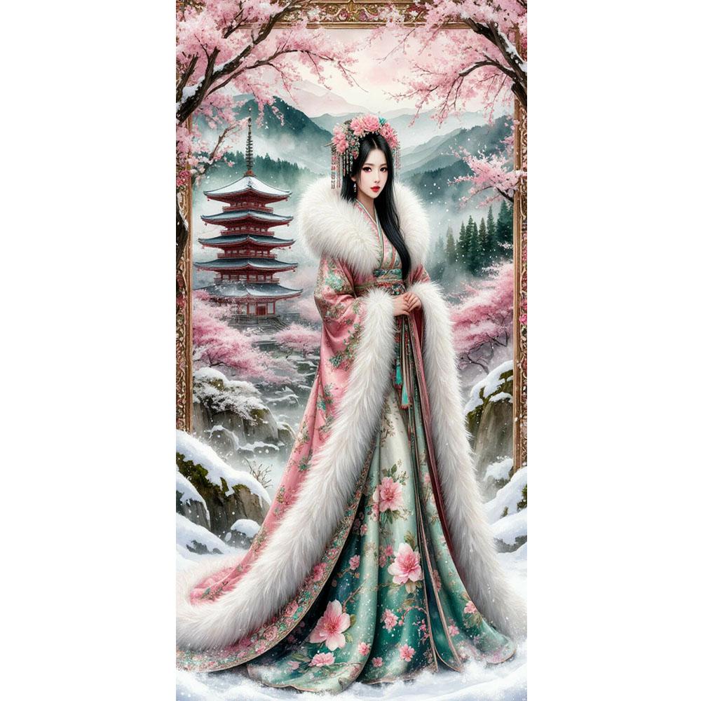 

Большой размер Мозаика Сделай сам Наборы для полной алмазной живописи Искусство Красивая японская гейша Вышивка крестиком Стразы square 50x100cm дубильная кора