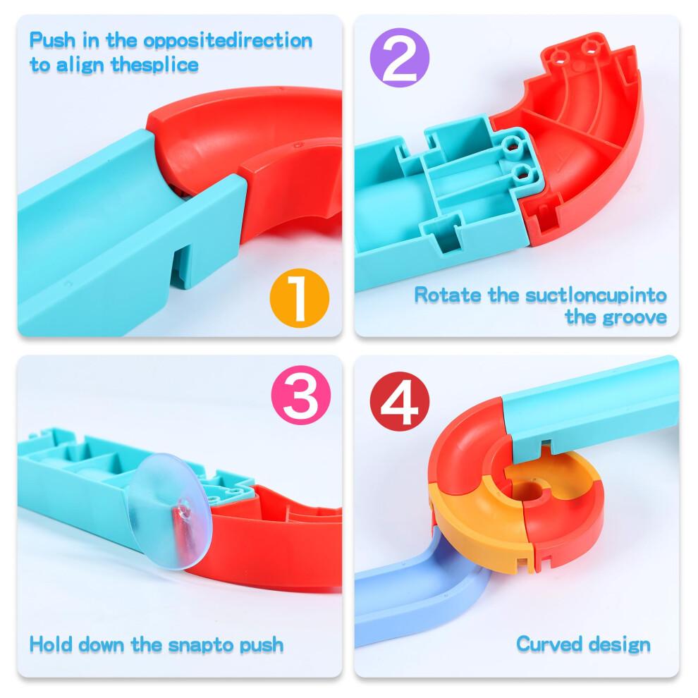 Bath Toys, 39PCS Toddler Bath Track Game Shower Water Duck Slide Bath Toy Wall Track DIY Educational Watermill Bathtub Toys for 3 4 5 6 Year Olds Boys