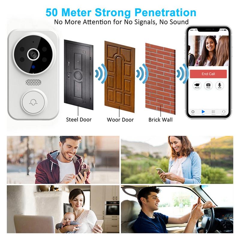 B03B-Tuya Smart Home Doorbell Camera WIFI Wireless Doorbell DC AC Battery Powered Camera Bell Smart Life Doorbell Camera