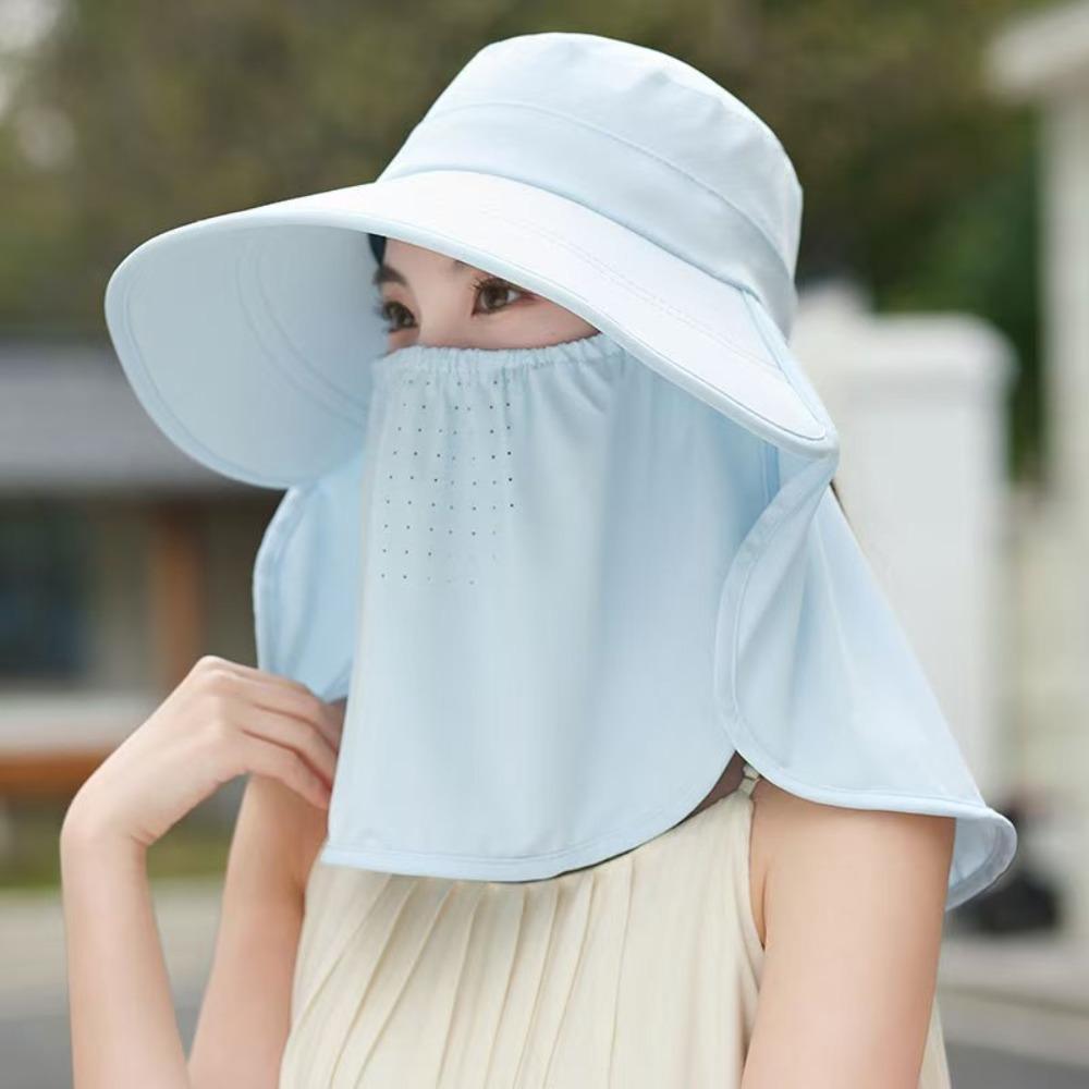 Foldable Shawl Fisherman Hat Wide Brim Anti UV Tea Picking Hat Neck Face Protection Breathable Ice Silk Sunscreen Hat for Women