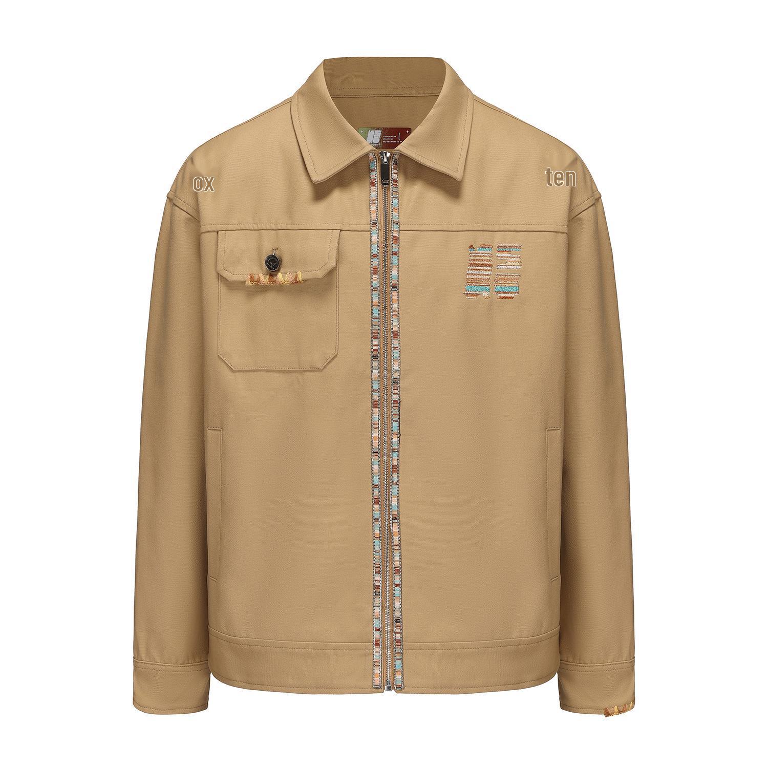 

Starlight Dazzling Retro Couple s Workwear Jacket - Versatile Loose Fit for Men in Khaki and Black Medium хаки