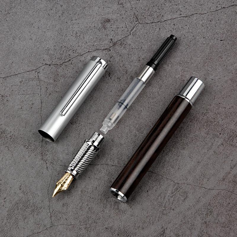 Solid Wood Fountain Pen with Gift Box and Ink Sac, Custom Logo Option Available