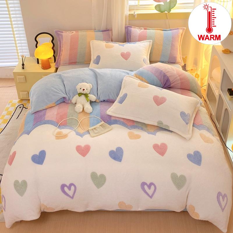 Fluffy Flannel Duvet Cover 1Pc- Super Soft and Cozy, Multi-Size Options, Sweet and Simple Style for Serene Slumber