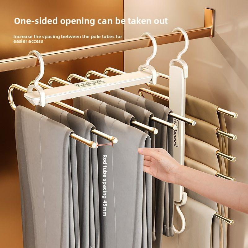 Folding Magic Pants Hangers 6layers Stainless Steel Space Saving Clothes Rack Organizer For Wardrobe Jeans Trousers Scarf