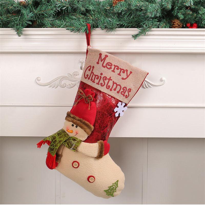 Christmas Santa Claus Big Head Doll socks Three-Dimensional