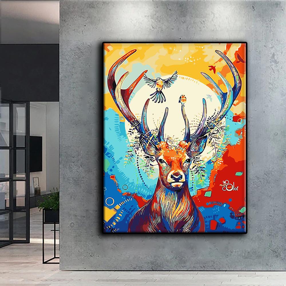 5D DIY Diamond Painting Cross Stitch Colorful Animal Deer Diamond Embroidery Mosaic Wall Art Home Decoration