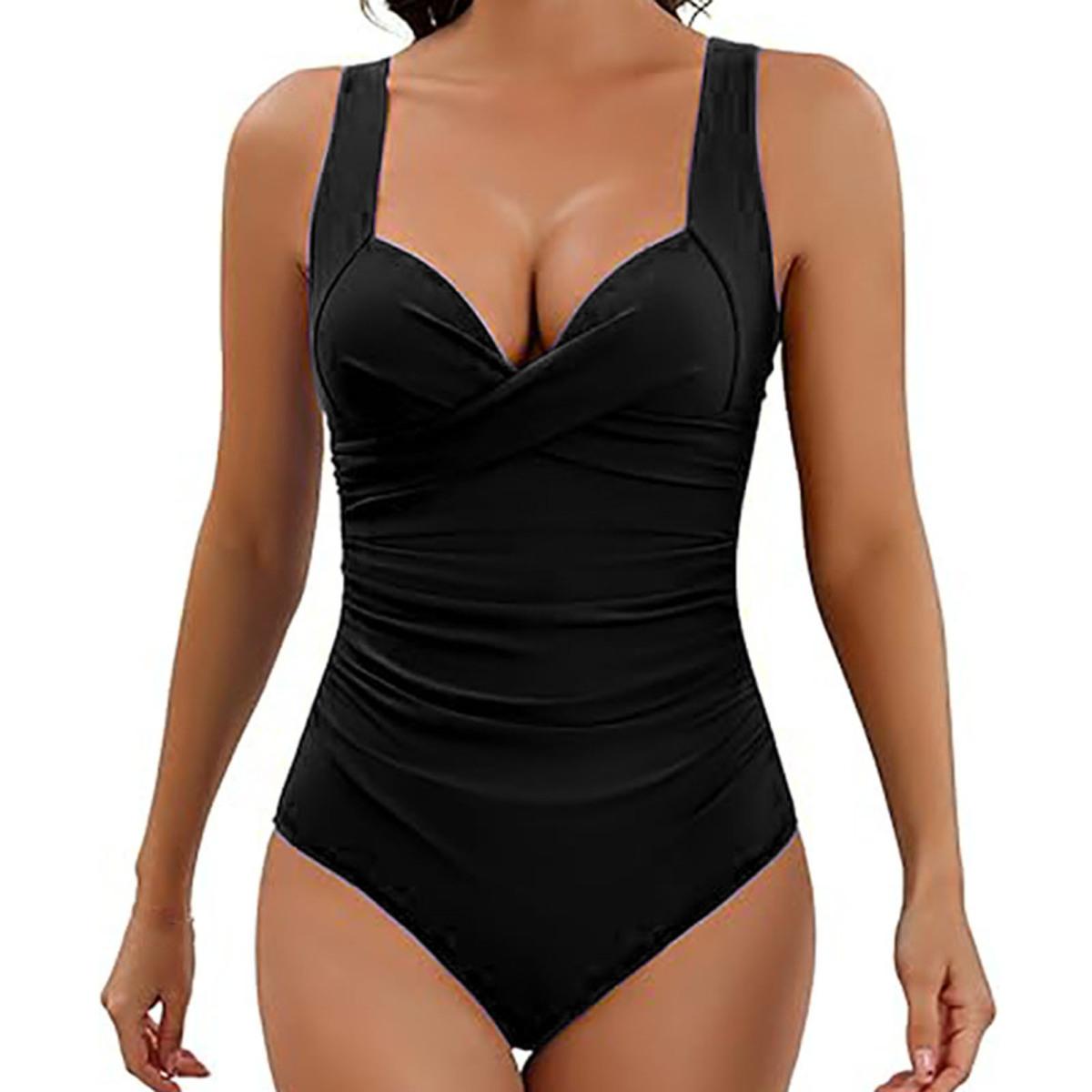 

Yousheng Женский Монокини V-образный вырез Слинг Без Рукавов Слитный купальник с регулируемыми подтяжками Открытая спина Высокая талия Купальник S чёрный