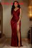 Elegant Satin Slit Hem Sleeveless Mermaid Dress With High Waist For Evening Parties