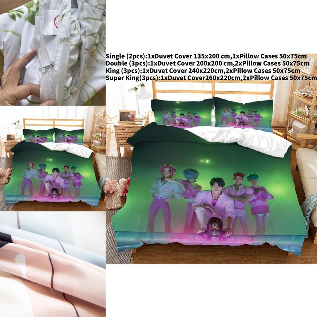 Kpop Demon Hunters Threepiece Bedding Set With Print For Modern Bedroom Decor