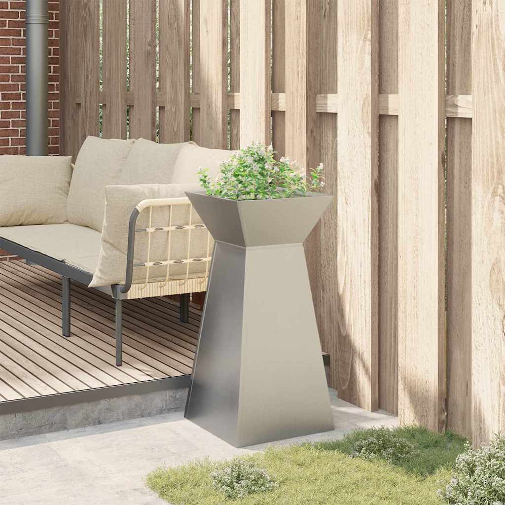 Column Planter Silver 35 X 35 X 73 Cm Stainless Steel