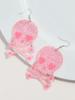 Halloween Transparent Pink Skull Acrylic Drop Earring Lovely Glitter Resin Dangle Earrings for Women Jewelry for Cute Girls Gift