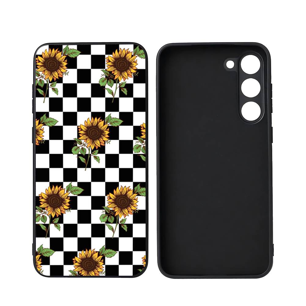 Checkerboard Checkered Luxury Black Phone Case For Samsung Galaxy S23 S24 S25 Ultra S22 Plus S21