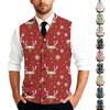 Men's Christmas Printed Sleeveless Knit Button-Down Shirt | Lightweight For Holiday & Casual Wear