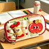 Cute Apple Print Pencil Case, Plush Decor  Stationery Organizer