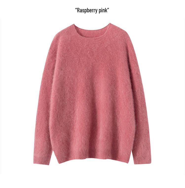 Women's Island Fine 100% Pure Cashmere Brushed Round Neck Loose Knit One-Piece Sweater for Babies