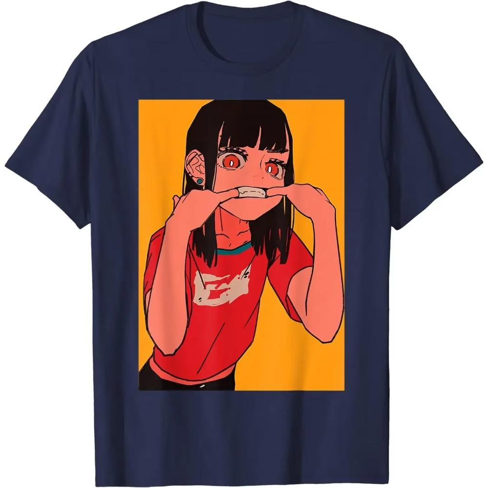 Retro 90er Anime Mädchen Japanisch Kawaii T-Shirt Herren Kleidung Lässig Baumwolle Täglich Vier Jahreszeiten T-Shirts Streetwear Übergroßes T-Shirt