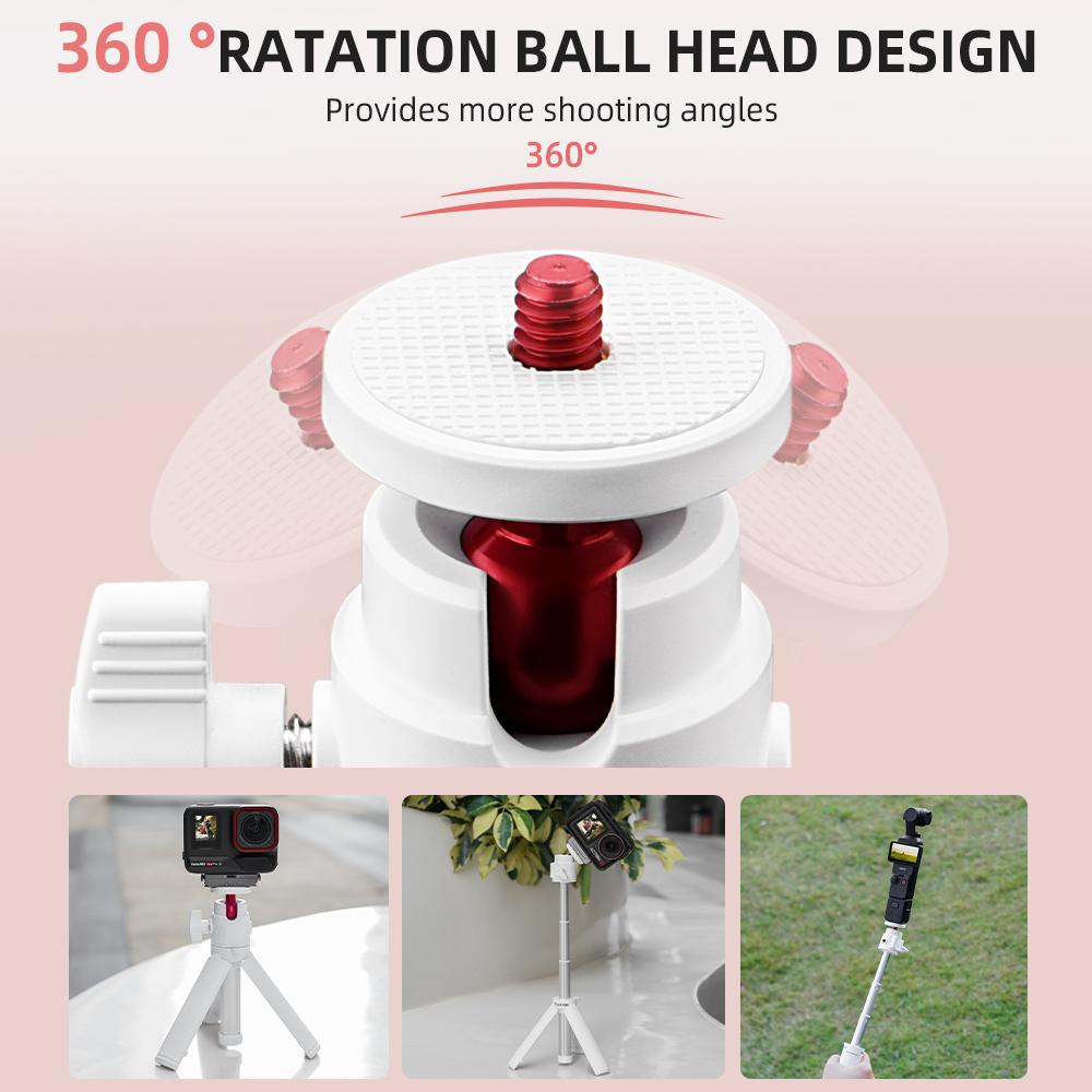 FLYMILE Universal Selfie Stick for GoPro Insta360 Action Cameras Tripod with Rotating Ball Head