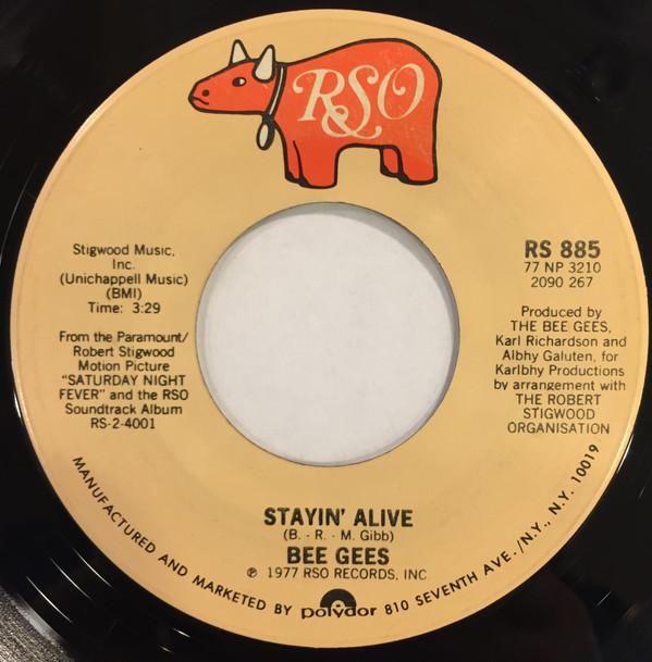 

7inch Record BEE GEES - Stayin Alive RS885 RSO 1977 US Soul/Funk Used