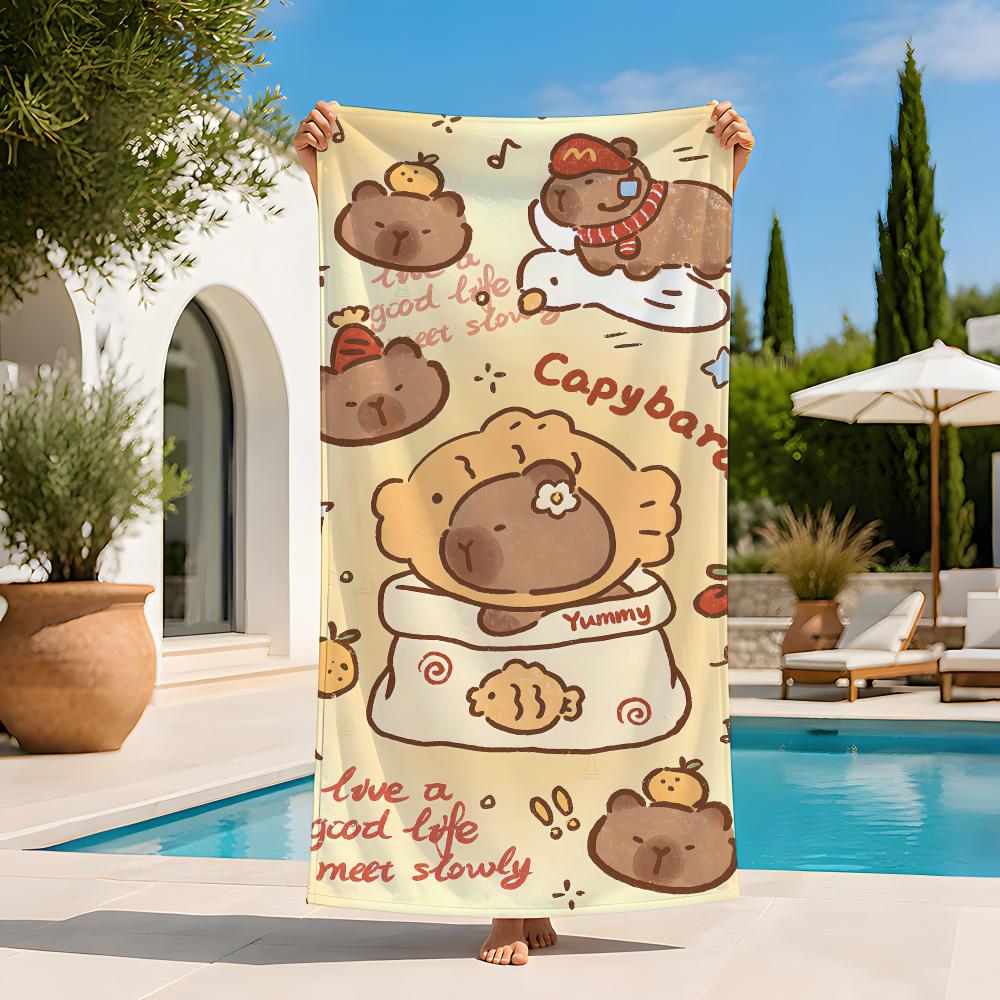 Animal c-capybara Towel Extra Large Beach Towel Quick Dry Sand Free Super Absorbent Lightweight