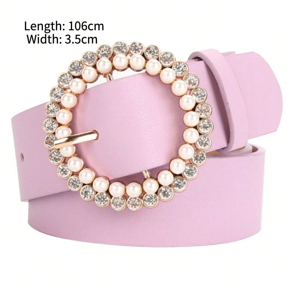 Women's Belt Buckle Fashionable Sweet Pearl Belt Paired with Dress Decoration Belt for Women