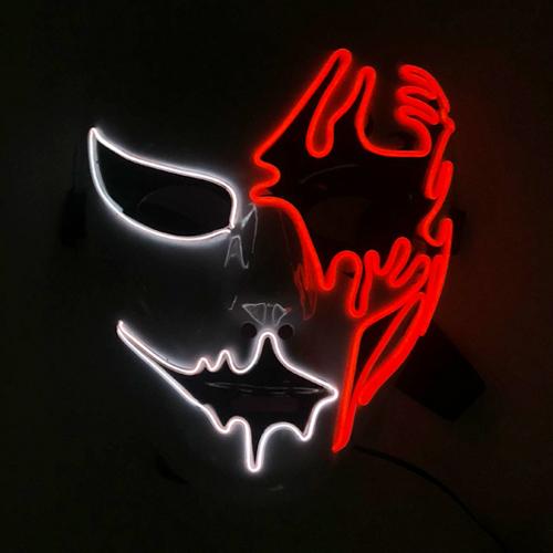 LED Ręcznie malowana Maska Halloween Karnawał Bal maskowy Cosplay Horror Akcesorium Męska Maska Dziwna Maska na twarz Świecąca Maska Disfraz