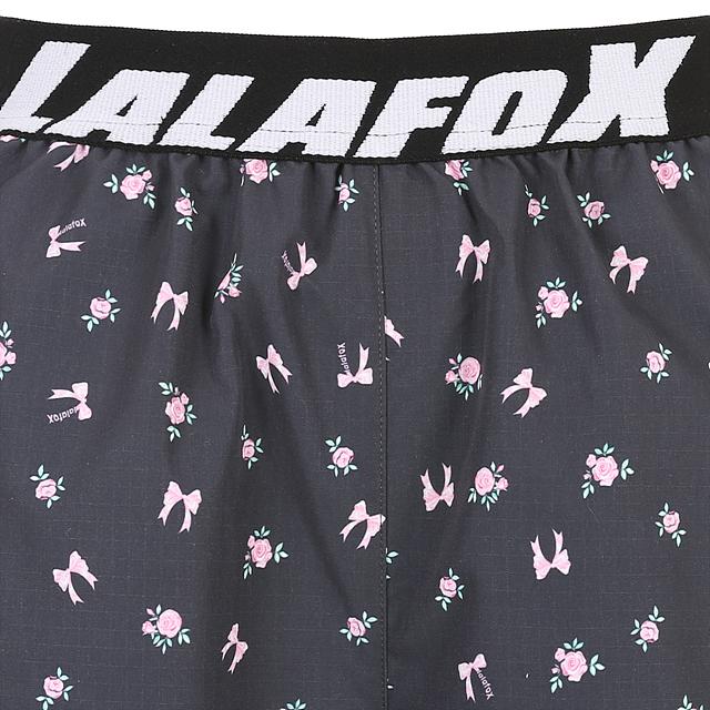 LALAFOX Flower Print Wide Track Pants Nylon Track Pants Charcoal Br2Wp002