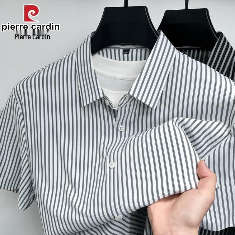Pierre Cardin Men's Striped Short-Sleeve Wrinkle-Free Shirt