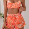 Nuovo Set da Tre Pezzi Sexy Stile Europeo e Americano Pantaloni a Angolo Largo Gonna in Garza Costume da Bagno Bikini per Vacanze alle Terme Spiaggia