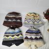 Vintage Fair Island Style Knitted Pullover Hat Balaclava Hat Women's Autumn and Winter Warm Face Small Wool Hat