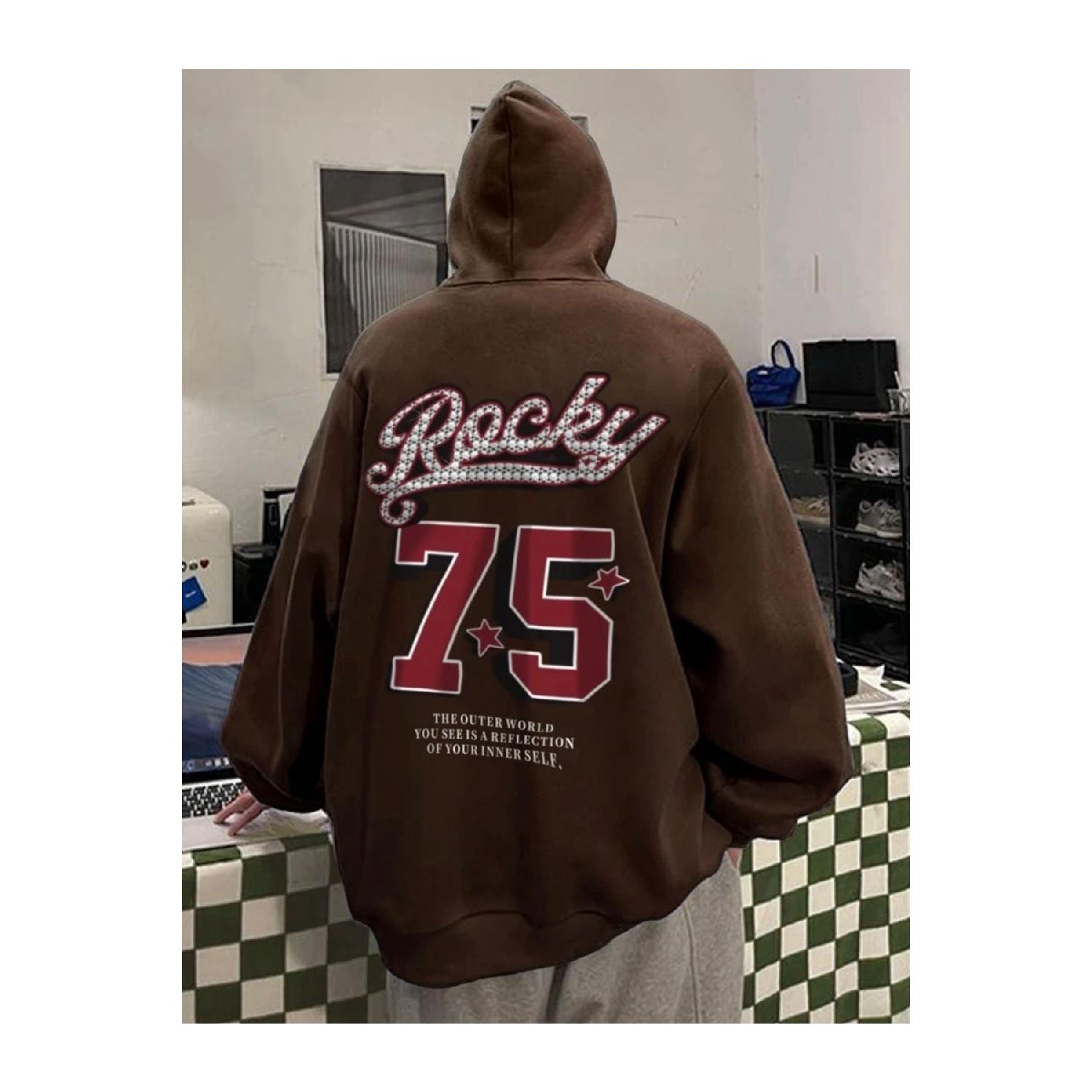 

Женская толстовка с капюшоном и принтом Rocky 75 сзади S