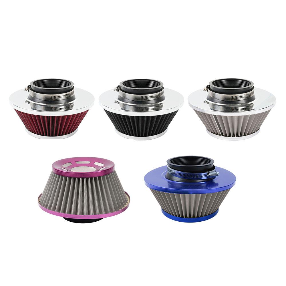 New 76MM Iron Stainless Steel Sports High Power Flow Cold Air Filter Universal Car Cone Air Intake Filter Induction Kit OFI073