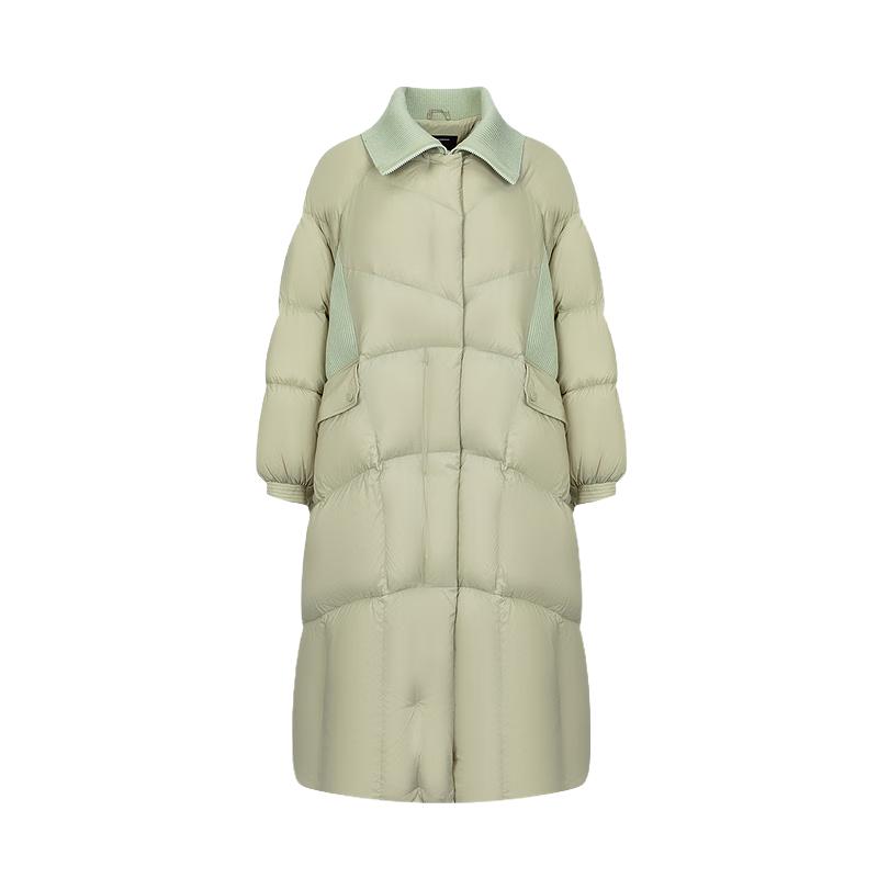 Ailalei Women's Long Knit Lapel Spliced Down Jacket