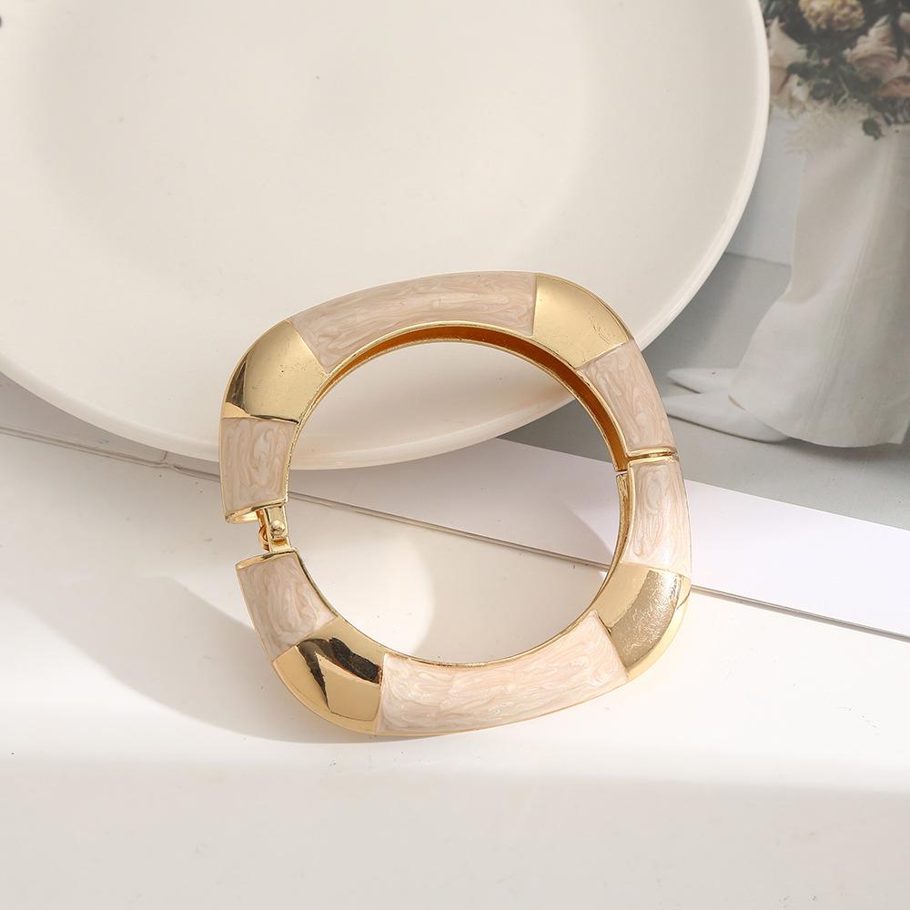 DIEZI 11 Colors New Bohemian Square Enamel Cuff Bangles Hip Hop Geometric Gold Color Metal Wide Bracelet For Women Men Jewelry