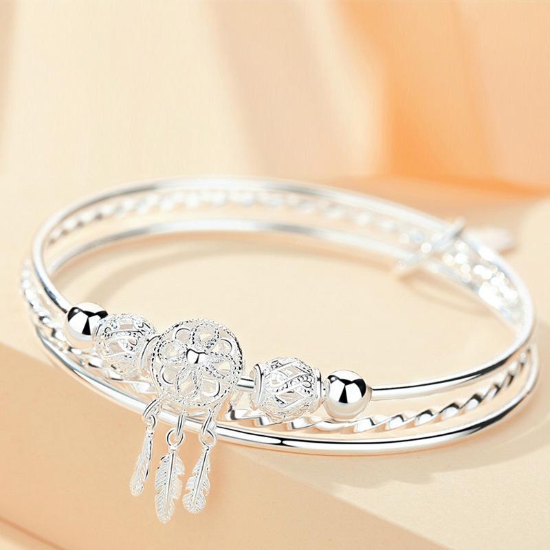 Minimalistické dámské stříbrné náramky Ferris Wheel 2023 - Univerzální šperky z rhodiovaného sterlingového stříbra