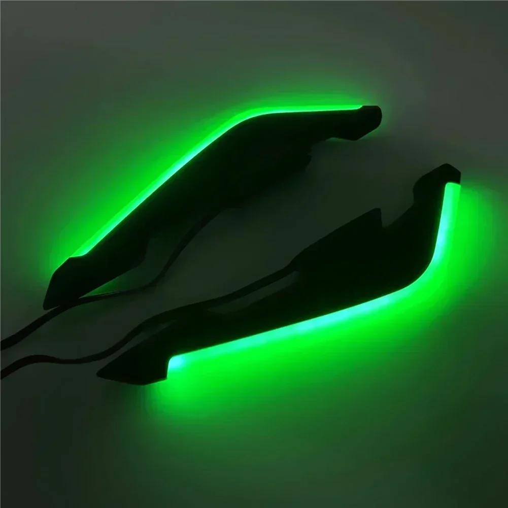 

2 шт. Аэродинамические светодиодные крылья для мотоцикла 12 В Универсальные лампы-спойлеры Декоративная наклейка для модификации Комплект светодиодных боковых крыльев зелёный